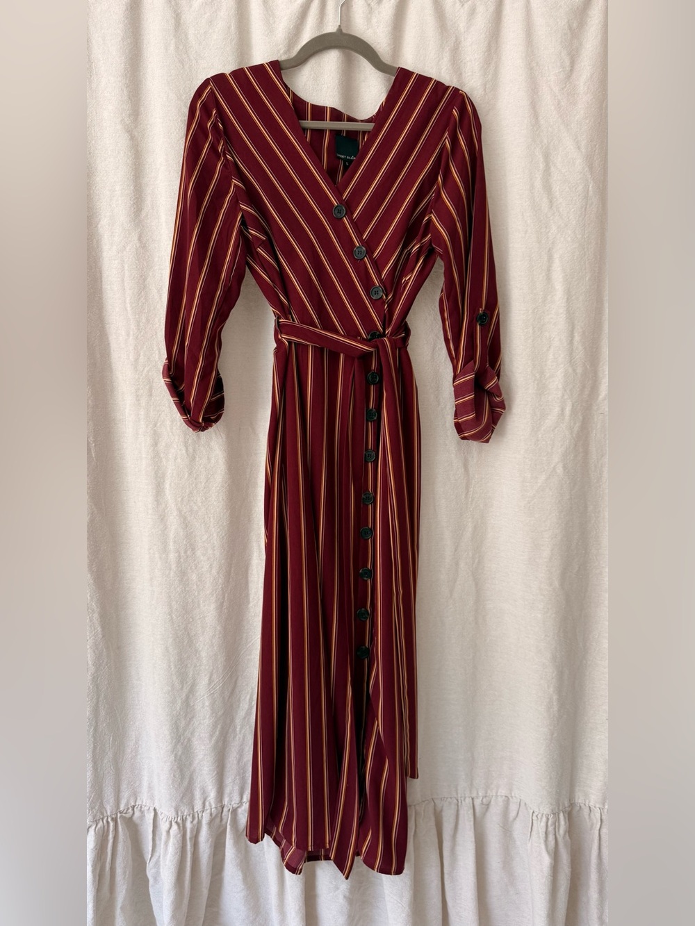 Sweet Claire Burgundy Striped Button-Front Maxi Dress